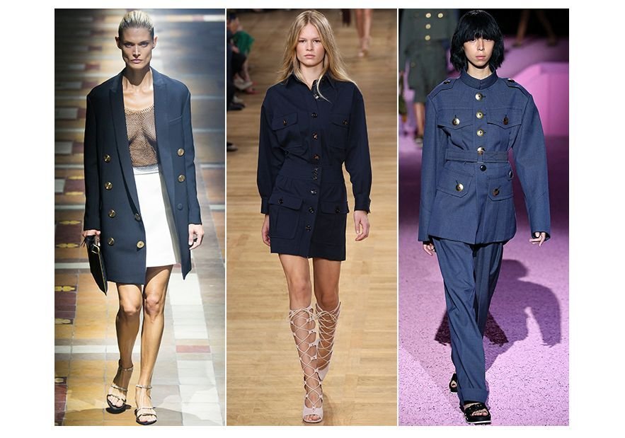 La taille négligemment ceinturée, le tombé élégamment négligé, le kimono inspire à Consuelo Castiglioni, cette tenue Marni cocon noire et crème. Chez Gucci, les imprimés floraux ont la délicatesse d’un dessin d’Hokusai, alors que Céline préfère à la couleur l’efficacité brute du noir, des coutures apparentes et d’une ceinture au bleu profond pour une tenue offrant la puissance d’une championne d’arts martiaux. De gauche à droite: Céline, Gucci, MarniUne tendance vue aussi chez Alexander McQueen,The Row, Isabel Marant... Kimono